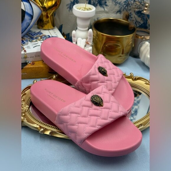 🆕 KURT GEIGER LONDON 🧿 NWOT Meena Eagle Quilted Slide, Pink - Sz 39 US 8.5 - Picture 9 of 15